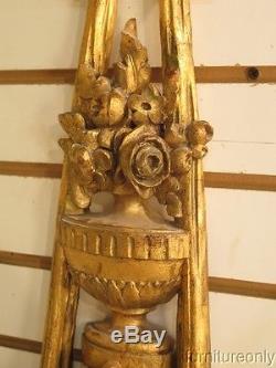 F40593 Carved Wood Gold Gilt Urn Form Wall Sconces