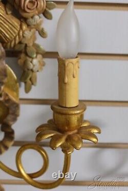 F54960EC Pair Country French Gold Giltwood Lighted Wall Sconces