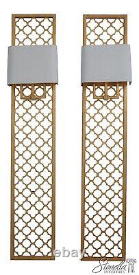 F60398EC Pair Modern Design Gold Gilt Metal Lighted Wall Sconces