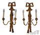 F63516EC Pair Italian Carved Gold Gilt Wood Lighted Wall Sconces
