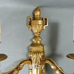 Fabulous Pair of French Antique Massive Bronze Empire Candle Wall Sconces Light