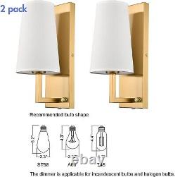 Farmhouse Plug-in Gold Wall Sconces Set of Two Modern Fabric Shade Light