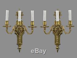 Figural Bronze Wall Sconces c1930 Vintage Antique Gold French Style