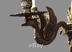 Figural Swan Bronze Pair of Wall Sconces c1930 Vintage Antique French Lights