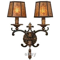 Fine Art Lamps 406950ST Epicurean 2 Light 17 inch Charred Iron Wall Sconce Light