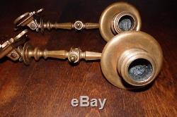 Fine Pair of Antique Victorian Brass Bronze Wall SWING ARM PIANO CANDLE SCONCES