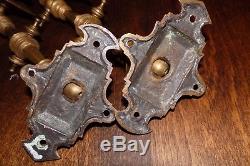 Fine Pair of Antique Victorian Brass Bronze Wall SWING ARM PIANO CANDLE SCONCES