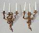 Fine Vintage Antique PR of Louis XV style solid brass wall sconces-candelabra