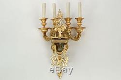 Finest Quality Pair of Bronze Antique Wall Sconces Lamps by Mitchell, Vance & Co