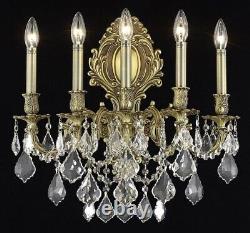 Five Light Wall Sconce-French Gold Finish-Royal Cut Crystal Type Wall Sconces