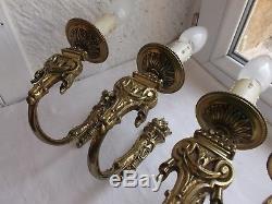 French 4 of patina bronze wall light sconces antique exquisite