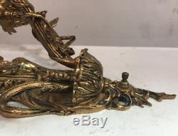 French ANTIQUE bronze WALL Light SCONCES fixtures Rocco Style 3 Arm Gold Light