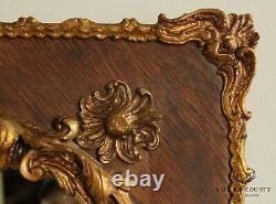 French Louis XV Style Partial Gilt Wall Mirror With Sconces