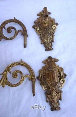 French Pair of Wall Candlesticks Piano Sconces Brass 1900