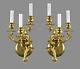 French Rococo Brass Wall Sconces c1950 Vintage Antique Ornate Gold Gilt Lights