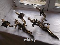 French a pair of dark patina bronze wall light sconces antique exquisite