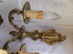 French a pair of exquisite ornate bronze wall light sconces gorgeous vintage