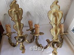 French a pair of exquisite ornate bronze wall light sconces gorgeous vintage
