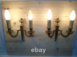 French a pair of gold bronze wall light sconces classic antique / vintage