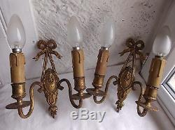French a pair of gold bronze wall light sconces exquisite detailed antique