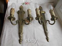 French a pair of gold bronze wall light sconces gorgeous antique patina