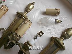 French a pair of gold bronze wall light sconces gorgeous antique patina
