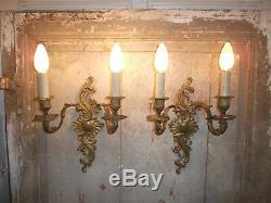 French a pair of gold bronze wall light sconces stunning detailed antique