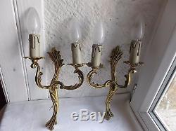 French a pair of gold patina bronze wall light sconces beautiful antique