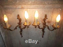 French a pair of nicely detailed vintage wall light bronze gold patina