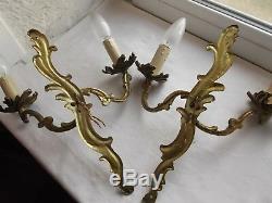 French a pair of nicely detailed vintage wall light bronze gold patina
