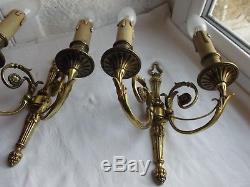 French a pair of patina bronze wall light sconces antique exquisite