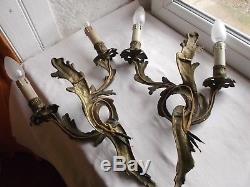 French a pair of patina bronze wall light sconces antique exquisite