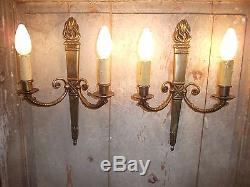 French a pair of patina bronze wall light sconces beautiful antique