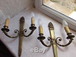 French a pair of patina bronze wall light sconces beautiful antique