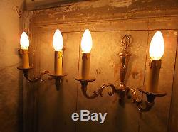 French a pair of patina gold bronze wall light sconces exquisite vintage