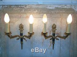 French a pair of swan ornate bronze wall light sconces gorgeous antique