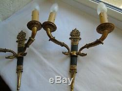 French a pair of swan ornate bronze wall light sconces gorgeous antique
