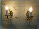 French a pair of vintage classic wall light sconces bronze crystals