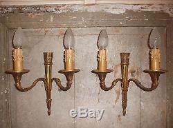 French a pair of vintage patina bronze wall light sconces awesome detail