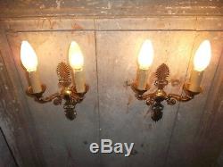 French a pair of wall light sconces really gorgeous gold patina antique vintage