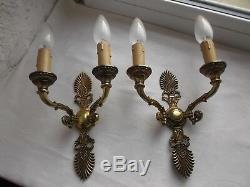 French a pair of wall light sconces really gorgeous gold patina antique vintage