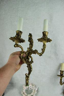 French bronze gold gilt louis XVI sconces wall lights 1960
