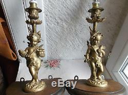French fabulous antique / vintage a pair of sconces wall light ornately figures