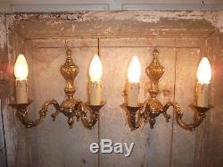 French vintage set of 3 sconces wall light bronze awesome