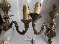 French vintage set of 3 sconces wall light bronze awesome