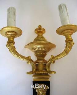 Gianni VERSACE GENUINE 2 Medusa Wall Sconces 24K Gold Plated & Rose Wood