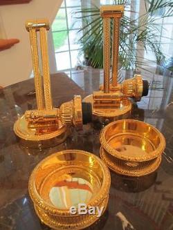 Gianni Versace Medusa 24K Gold Bath Dish Cup Holders Wall Sconce Light 24k