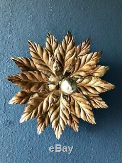 Gilded Brass Wall Sconce Flower Mid Century Modern 1970s