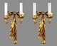 Gilded Tole Wall Sconces Gold FrenchTWO PAIR AVAILABLE c1950 Vintage Antique