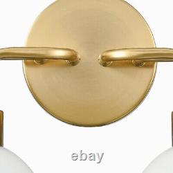 Gold Bath Vanity Light 4-Light Wall Sconce Opal Glass Globe Wall Lights